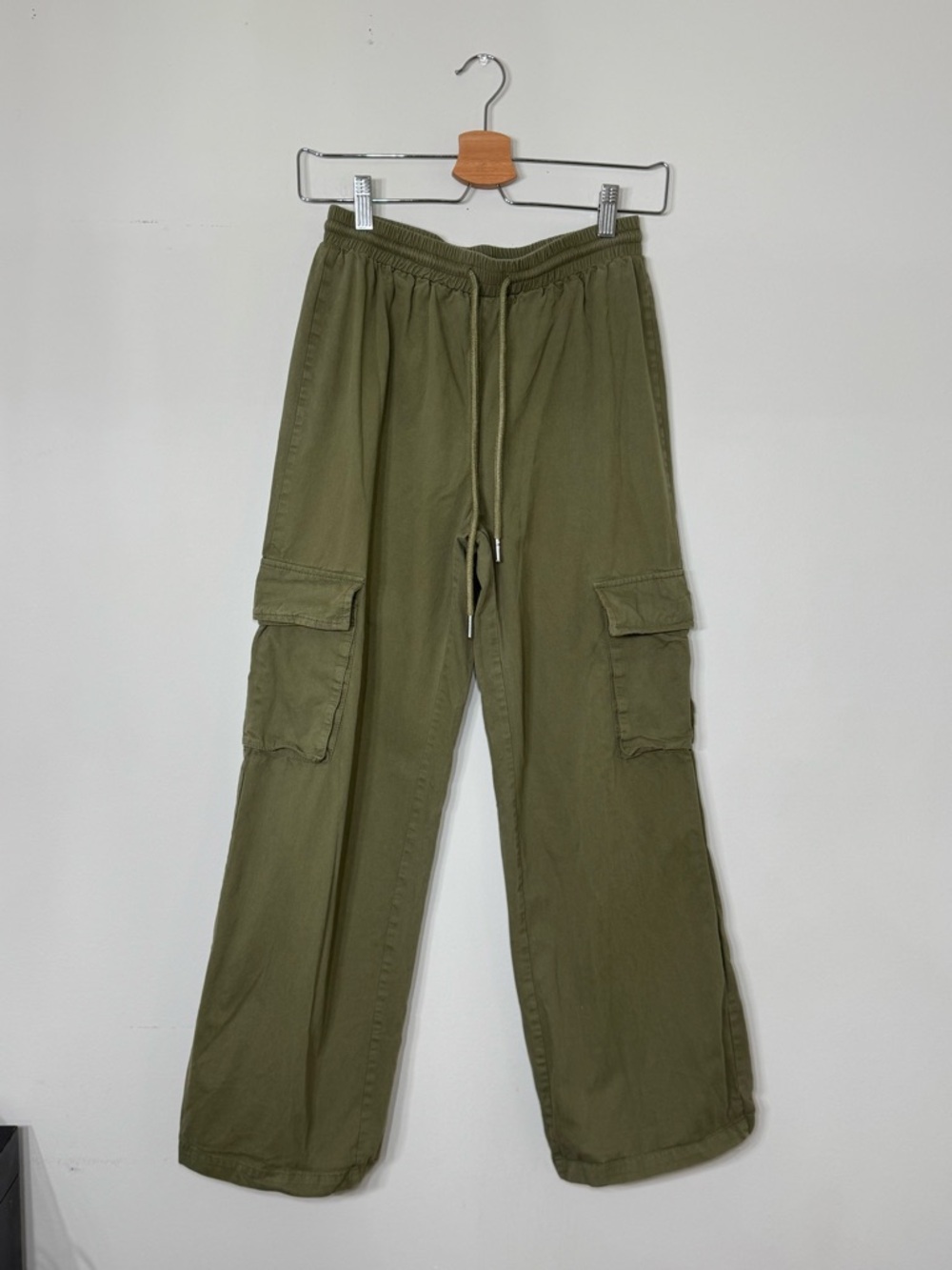 Olive Green Cargo Drawstring Pants